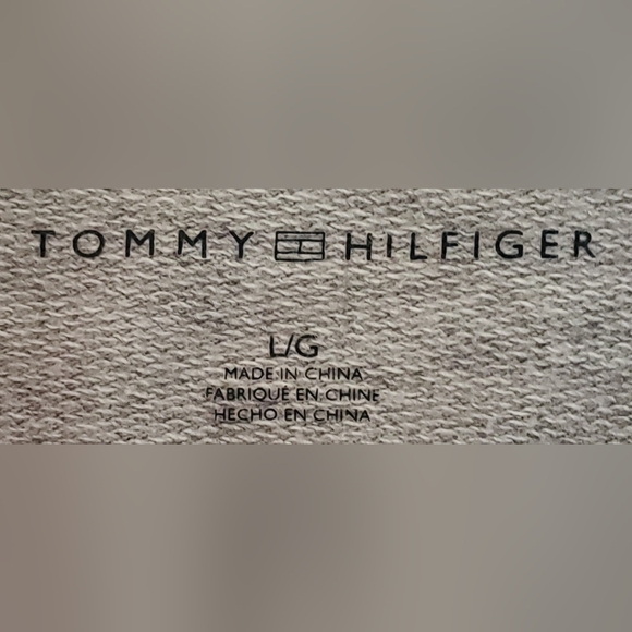 Hilfiger Jeans Sweatshirt L Gray Full Logo Embroidered Spell Out Retro 80s 90s - Picture 3 of 9